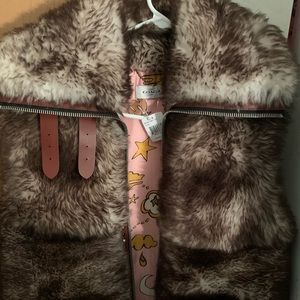 Long shearling puffer vest coat